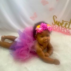 Multi-color Baby Girl Matching Tutu Set